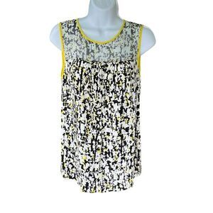 Kate Spade Live Colorfully Sleeveless Blouse Size 8 Yellow, Black & White Size 8